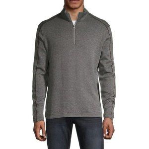 NEW Robert Graham Charcoal Quarter-Zip Sweater S